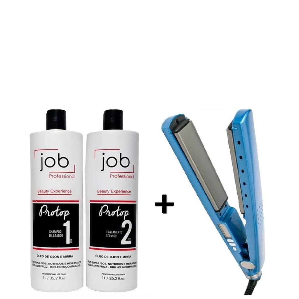 Kit Escova Progressiva Job Hair 2x1l + Prancha De Brinde