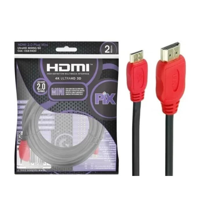 Cabo Mini Hdmi P/ Hdmi 2.0 - 4k Hdr 19p 2m
