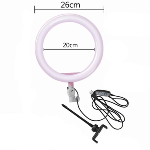 ILUMINADOR RING LIGHT PORTÁTIL 26CM 10in Com Tres Cores E Ajuste D/luminosidade