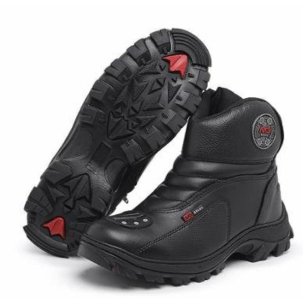 Bota Masculina Motociclista Couro Legitimo Mg Brasil Palmilha Gel Sola Borracha antiderrapante costurada semiimpermeavel