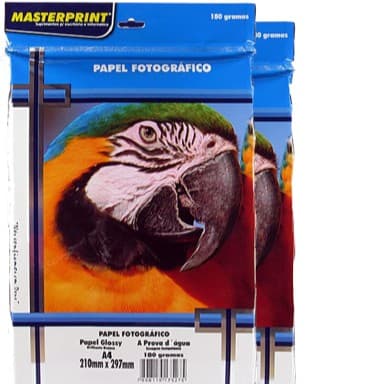 2 PCT PAPEL FOTOGRÁFICO PAPEL GLOSSY A4 210MM X 297MM CONTÉM 100 FOLHAS BRILHANTE BRANCO 180 GRAMAS