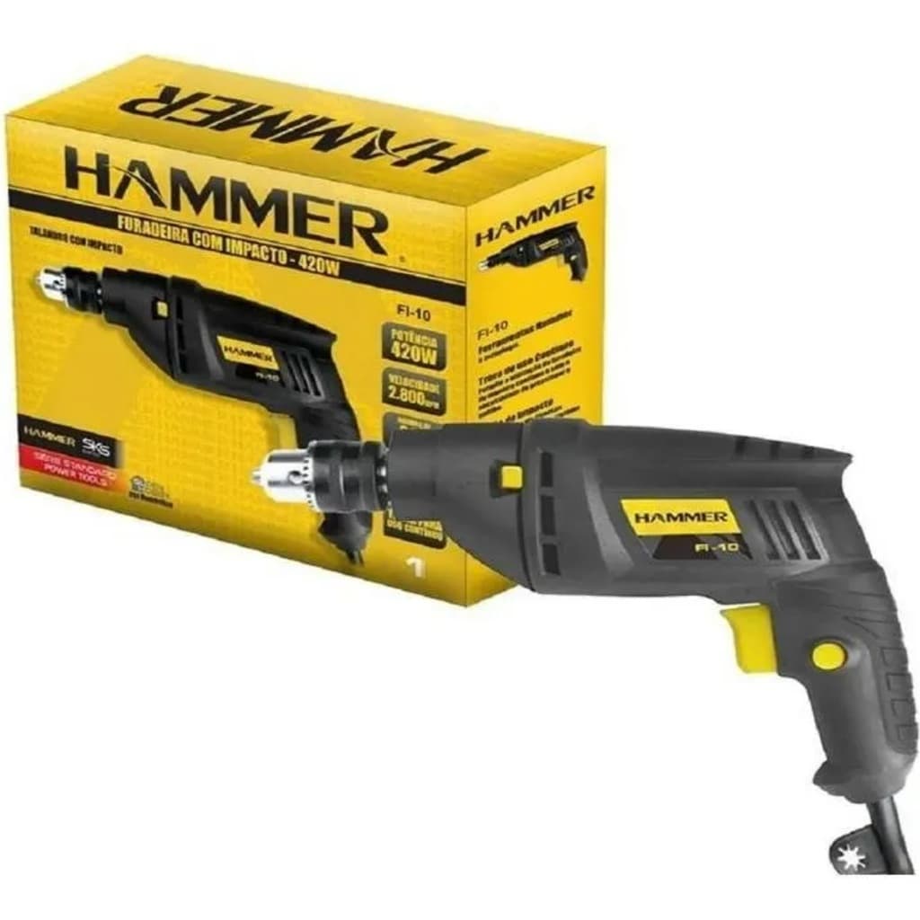Furadeira com Impacto 550w 3/8" 127V ou 220V Hammer