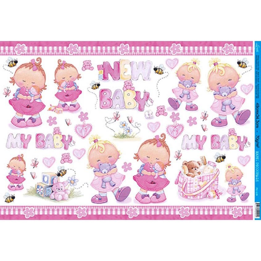 Papel Decoupage Pd-029 New Baby Girl 34,3x49 - Litoarte