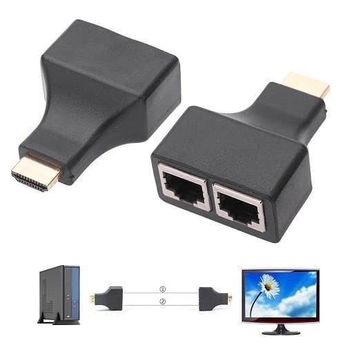 Extensor Hdmi Via Cabo Rede Rj45 Cat5 Cat6 30m Extender
