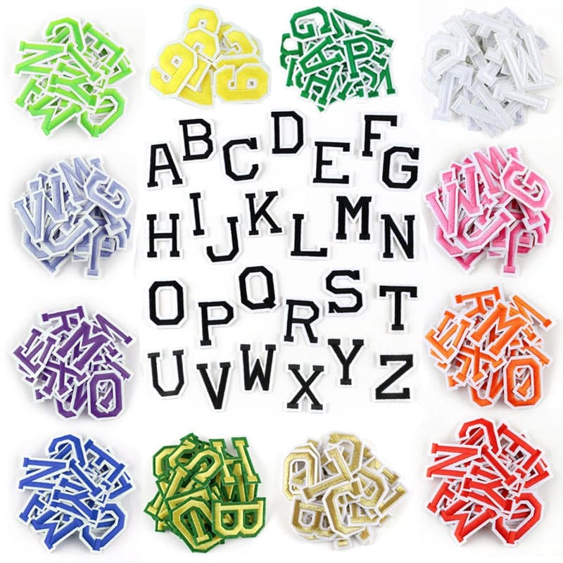 Conjunto De Patch Bordado Adesivo Letras E Algarismos Arábicos Hot Melt