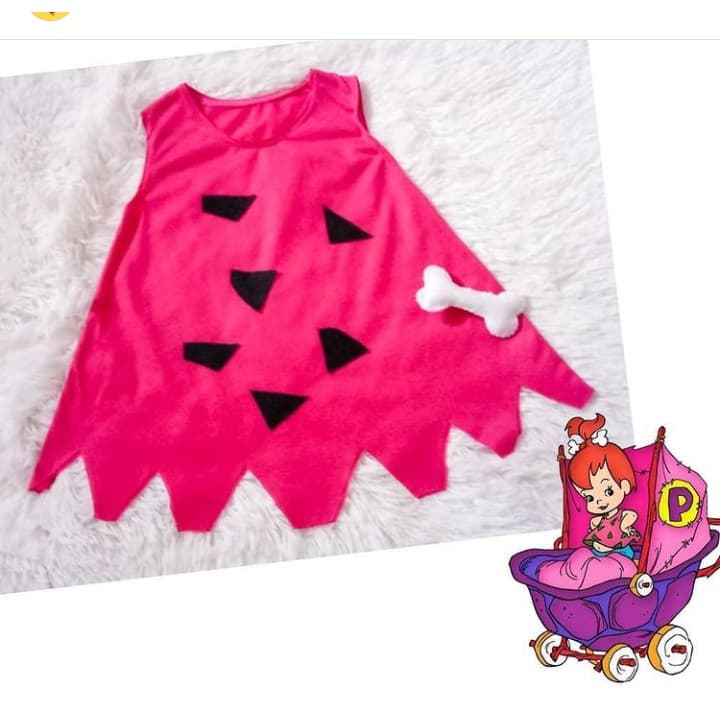 Vestido Pedrita Baby Fantasia Infantil  Pedrita Pink Os Flintstones