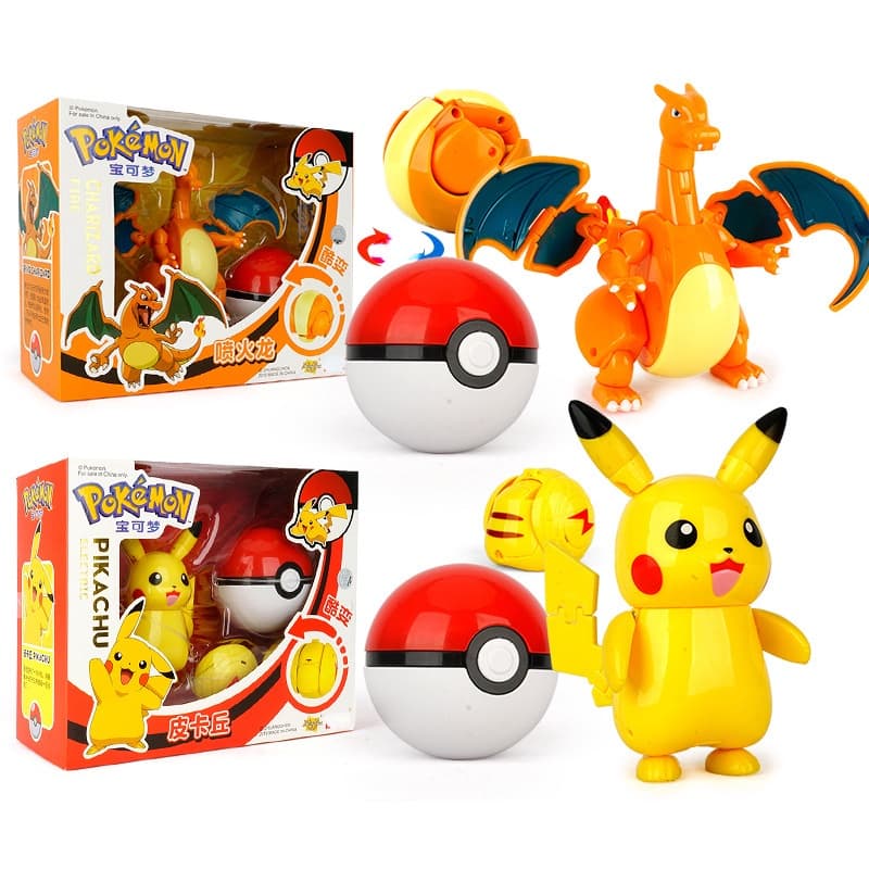 10 Modelos Pokeball Anime Pokemon Figura De Ação Brinquedo Deformação Mewtwo Charizard Pikachu Modelo Crianças Presente
