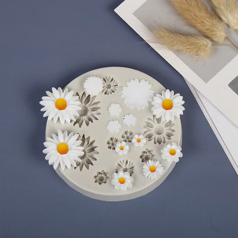 Nova Forma de Silicone para Flor de Crisântemo Selvagem Daisy - Moldes de Confeitaria, Ferramentas de Decoração de