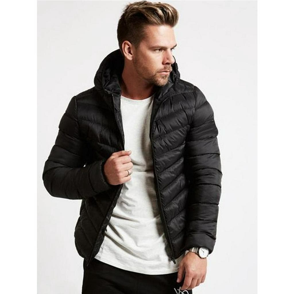 Casaco Bobojaco Puffer Masculino Com Capuz Slim Fitness