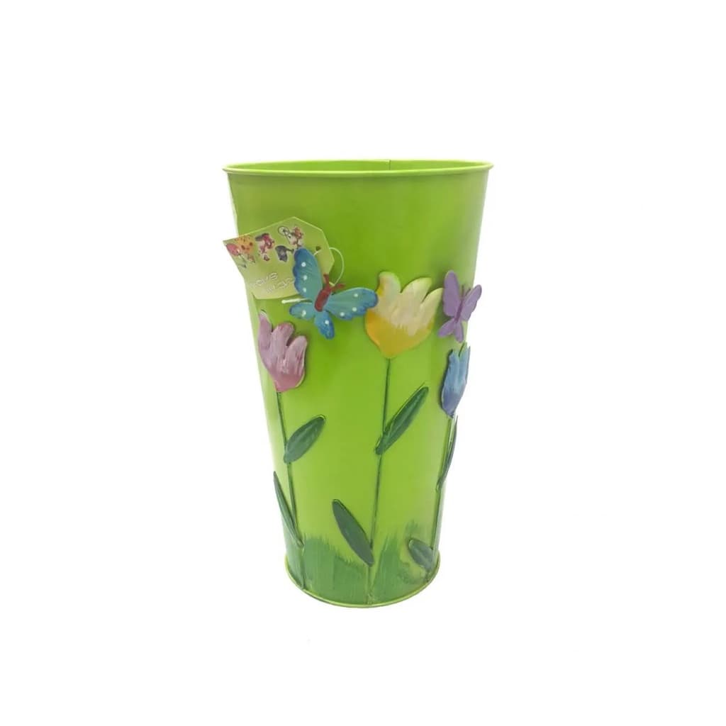 Vaso Metal Enfeite Jardim Quintal Varanda Borboleta Flor