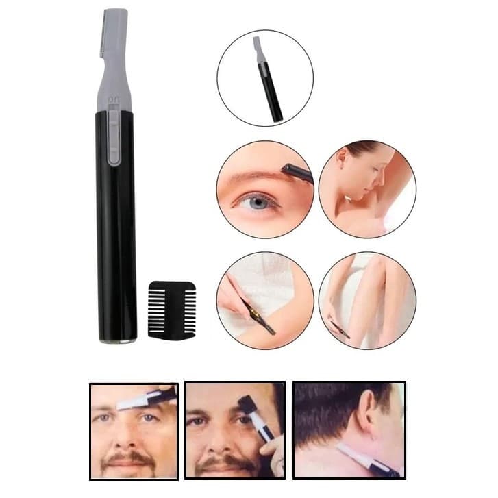 Mini Depilador Elétrico Pelos Rosto Bigode Buço Sobrancelhas Preto
