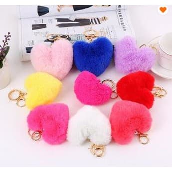 Chaveiro Pompom Em Forma De Coração 12 unidades