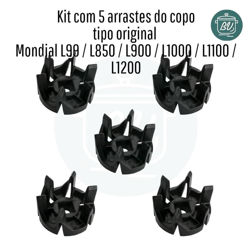 Kit 5 arrastes para copo de liquidificador Mondial tipo original L1000 / L1100 / L1200