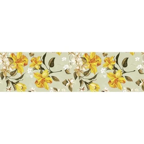 Faixa Faixinha Decorativa Papel de Parede Flores Amarelas Quarto Sala Cozinha