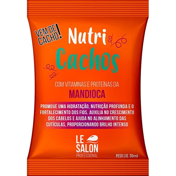 Máscara Capilar Nutri Cachos Com Vitamina Proteína da Mandioca Sachê 30ml - Le Salon
