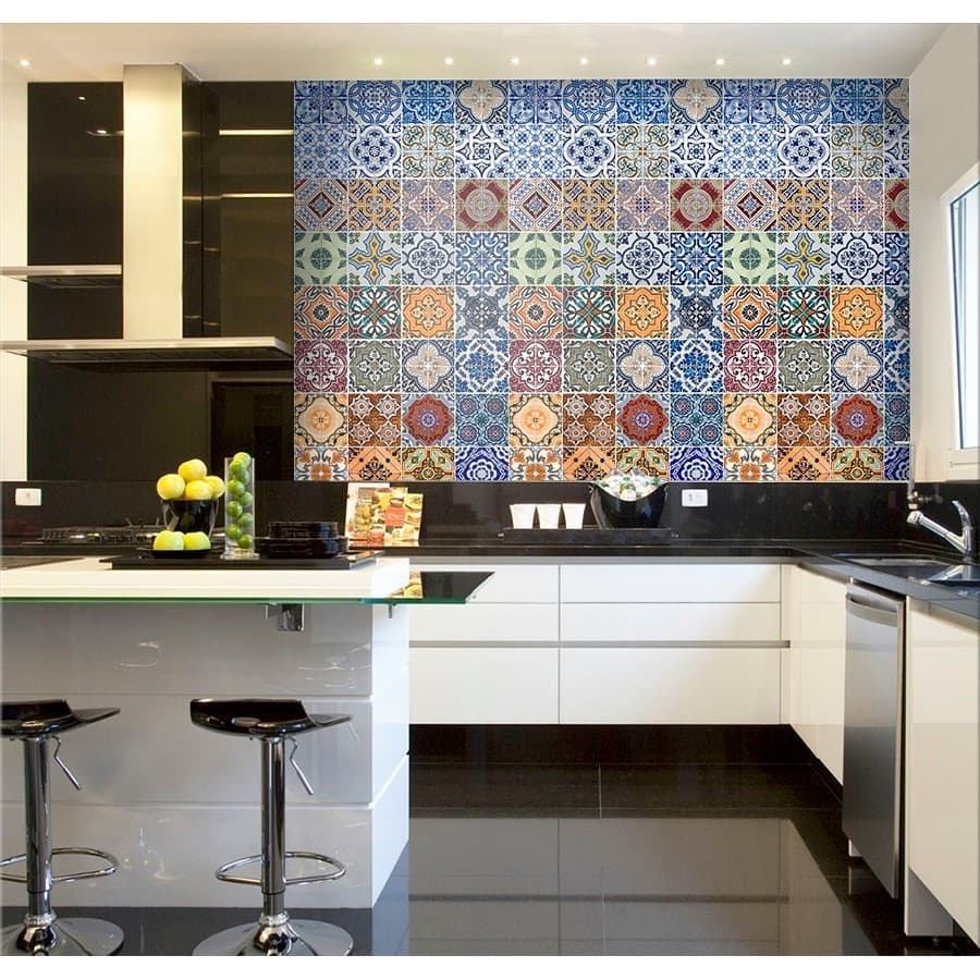 Papel Parede Vinílico Cozinha Lavável 50cm X 3,0m Azulejo 26