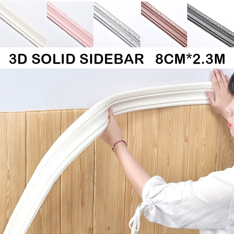 Moldura De Canto Auto-Adesivo 2.3m 3d Para Decoração De Teto / Tv / Fundo