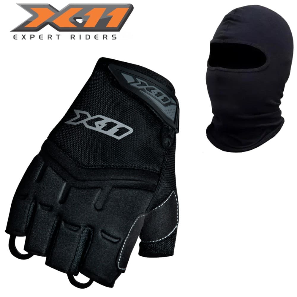 Luva Meio Dedo Motociclista Original X11 Fit X Preta