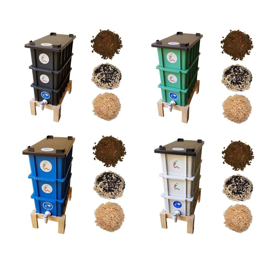 Kit Completo - Mini Composteira Doméstica Minhocário 4 Litros 4l + Suporte Pé