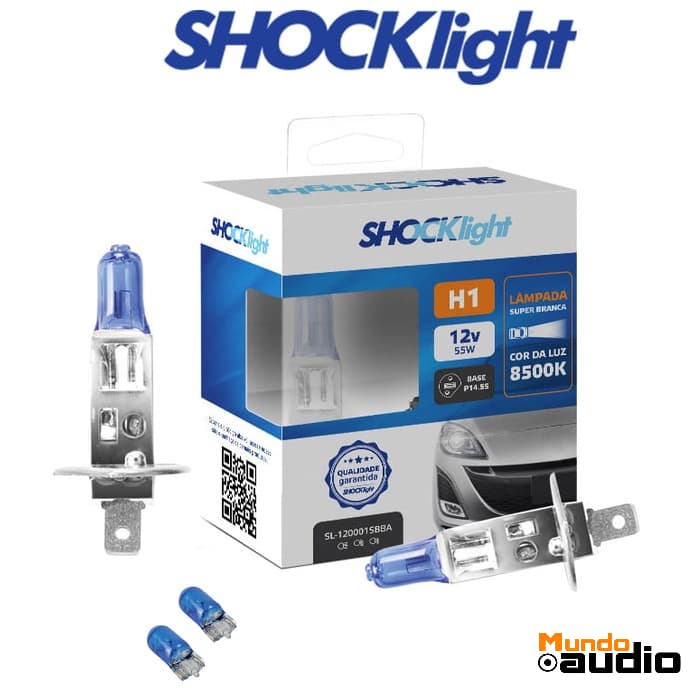 Par de Lâmpadas Super Brancas para farol H1 8500k + Pingo Shocklight