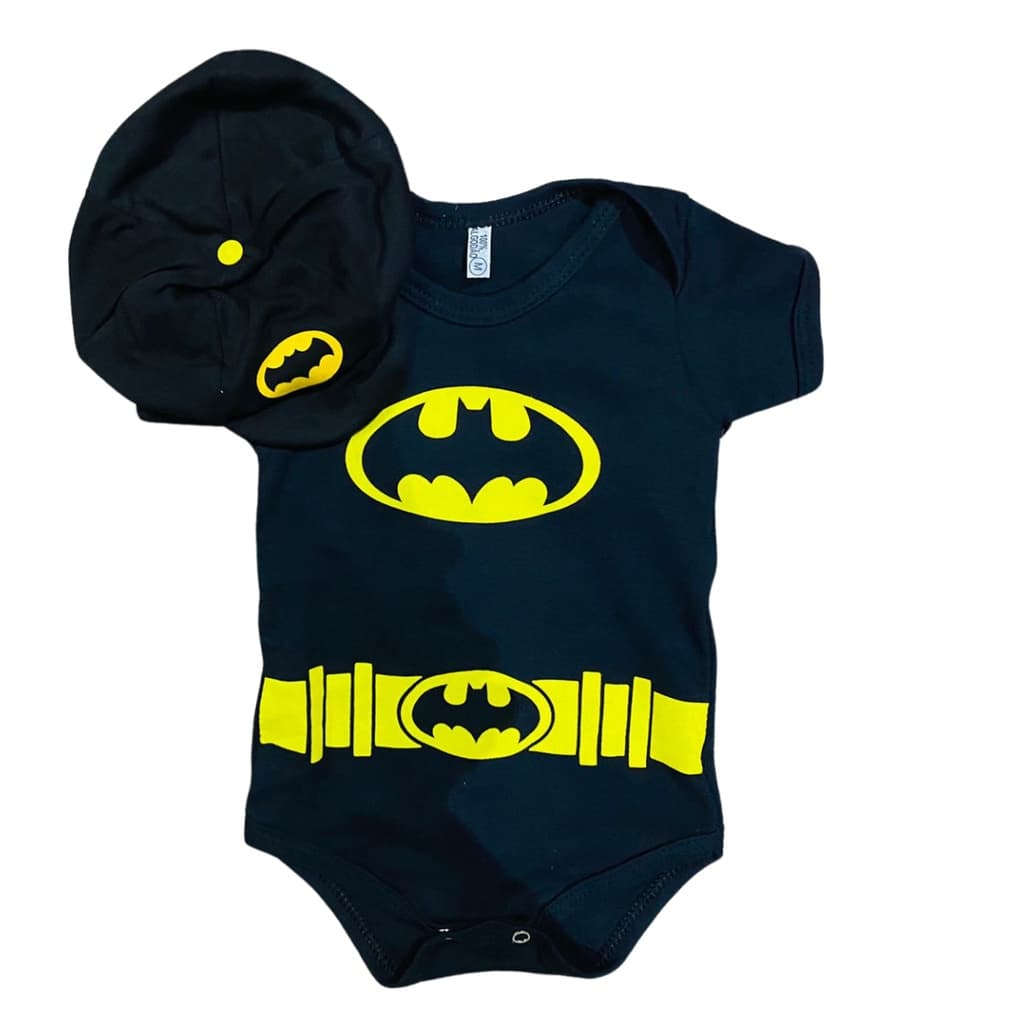 Body de bebê temático + Boina infantil personagens fantasia mesversário