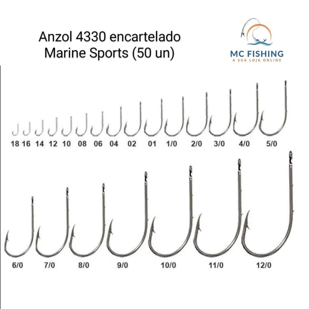 Anzol 4330 encartelado Marine Sports nº1/0(50 un)