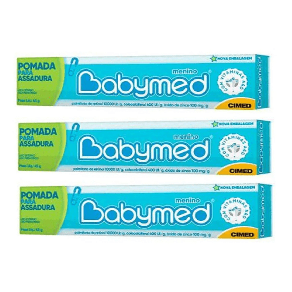 Babymed pomada combate Bebês Contra Assaduras Kit c/3 Menino azul