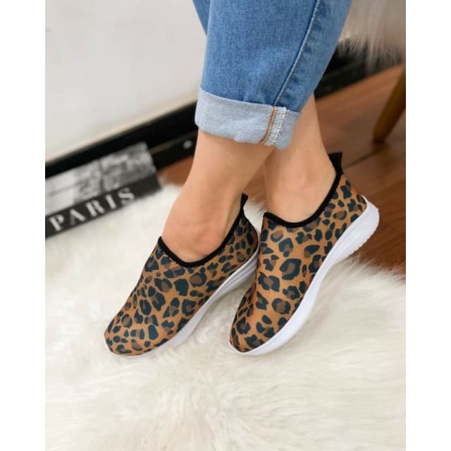 Tenis Meia Slip-On Onça Preto Anatomico Casual Promoção