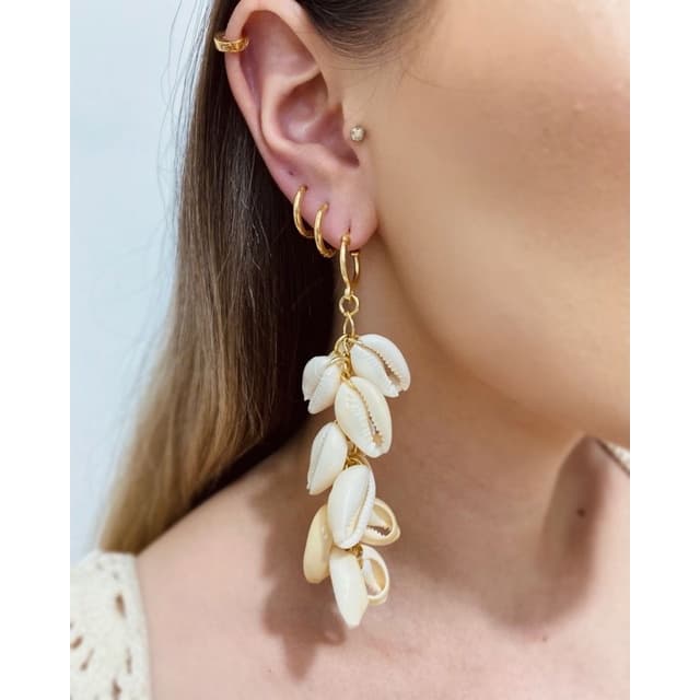 brincos da moda modelo búzios conchas verão feitos à mão