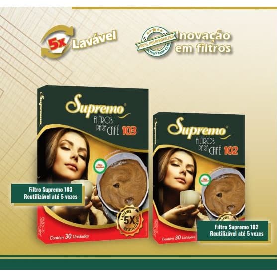 Filtros de Café Lavável até 5x - 30 unidades Supremo
