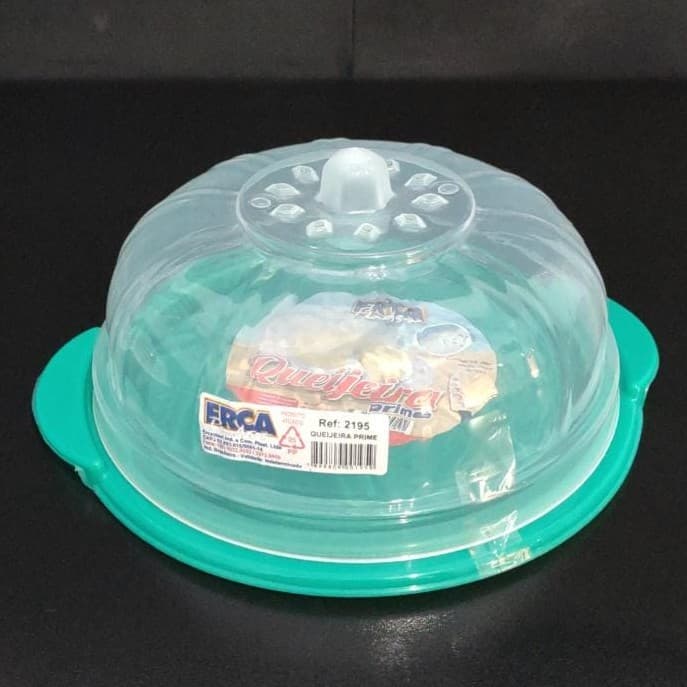 Porta Queijo Queijeira Plastica Prime Com Tampa Transparente e Base Colorida 8x22x20cm - ErcaPlast