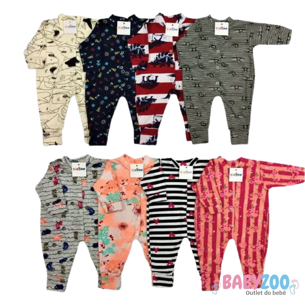 Kit c/ 4 Macacões Estampados Bebê - Sortido - Menino ou Menina