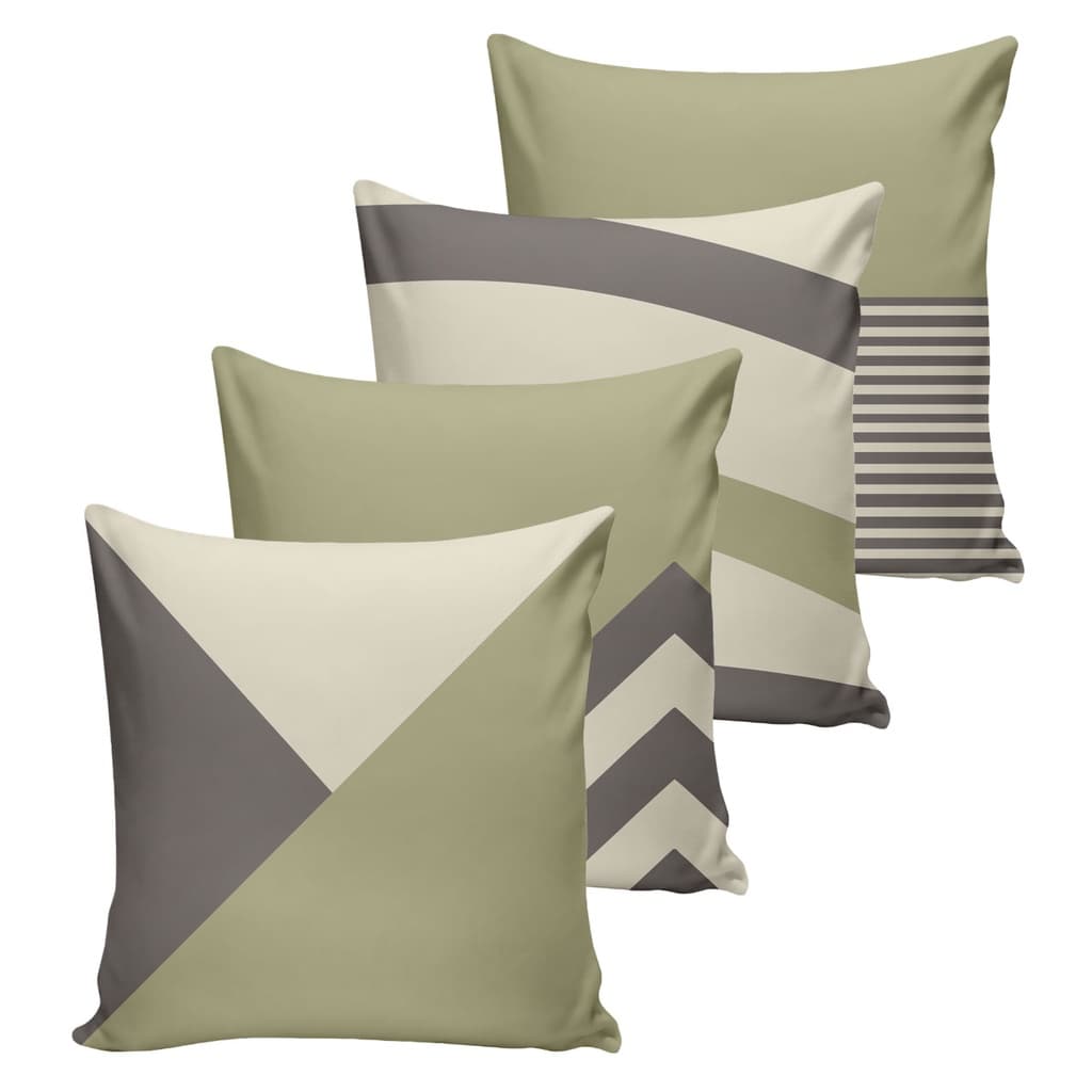 Kit com 04 Capas Para Almofada Verde Estampada com zíper - 40cm x 40cm - Decoração Sofá ou Cama