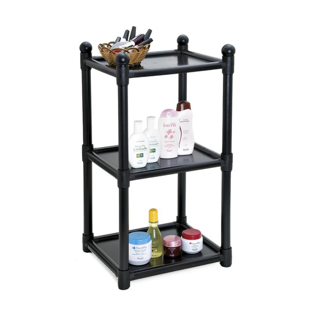 Prateleira Estante Plástico Modular 3 Andares PRETA