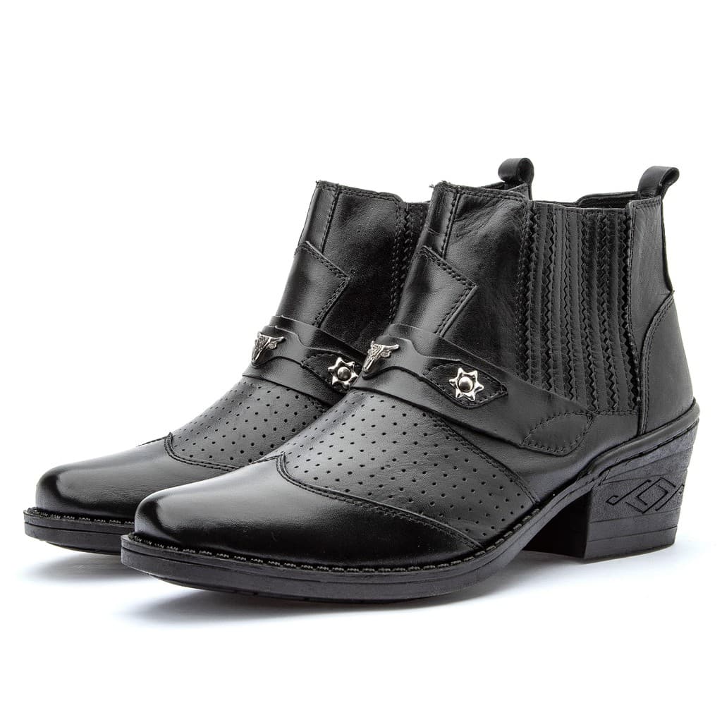 Bota Texana Masculina 100% Couro Legítimo Confortável Country Bico Peão Festa Noite Promoção