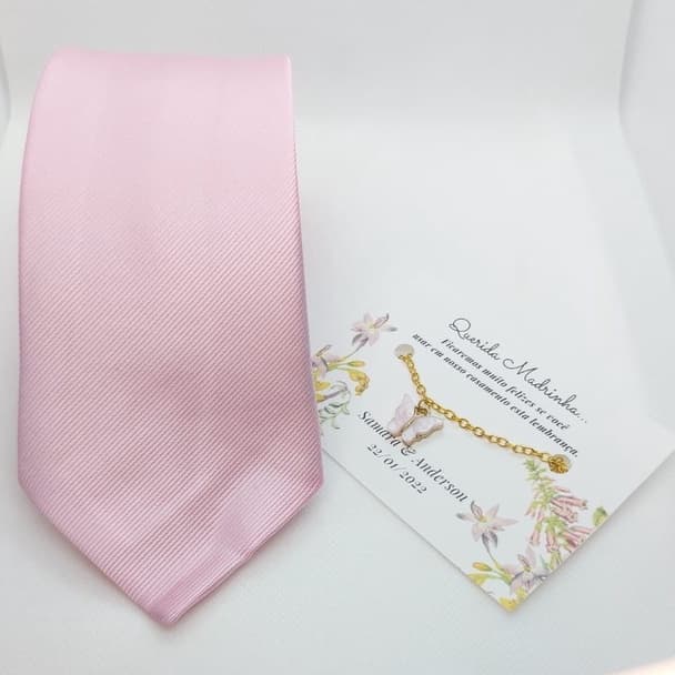 kit Gravata para padrinho com pulseira para madrinha rosa para casamento