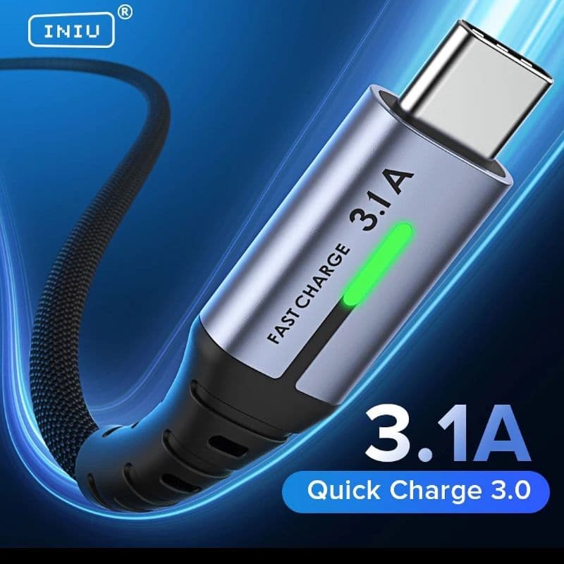 Iniu-cabo micro usb tipo c 3.1a, carregamento rápido, carregador de celular, cabo de dados para huawei, samsung, xiaomi mi 9, redmi note, lg one plus