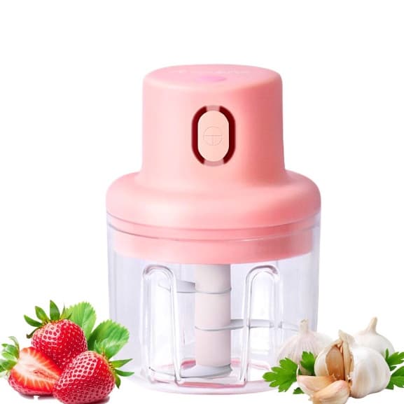 Mini Processador de Alimentos Elétrico ou Manual Moedor Trituradora Alho 250ml Recarregável USB Potente Triturador