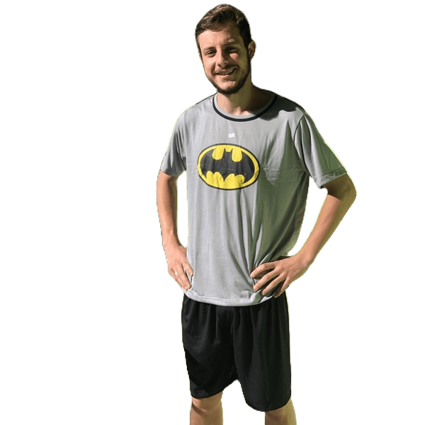 Pijama Adulto Masculino Curto Malha Homem Traje Conjunto de Dormir Verão Inverno Super Heróis Temático Atacado