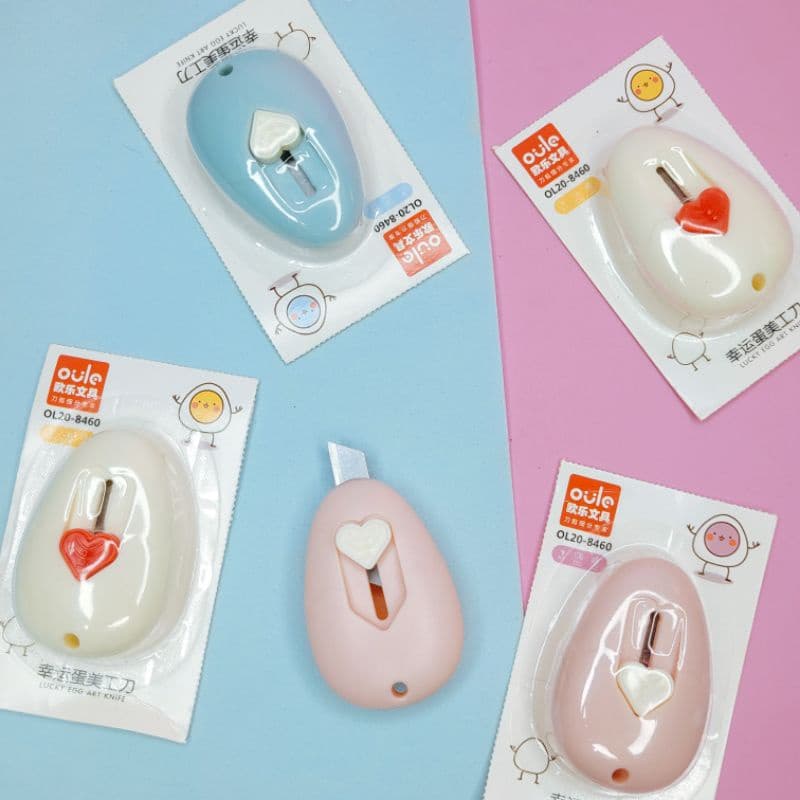 Mini Estilete Ovinho Coração Fofo Kawaii Estilete Divertido Escolar