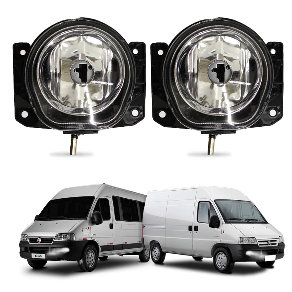 Farol Milha Ducato 2010 a 2016 Jumper 2005 a 2014 Par Farol Auxiliar Lente Vidro Neblina Automotivo