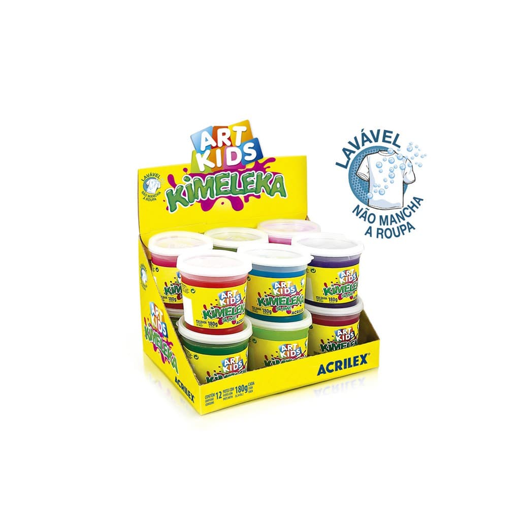 Kit 12 Slime Puxa Puxa Cores Diversas 180g Kimeleka Acrilex