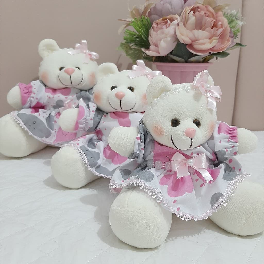 Trio Ursas para Nicho Chuva De Amor Rosa Menina Decoração Quarto Bebê