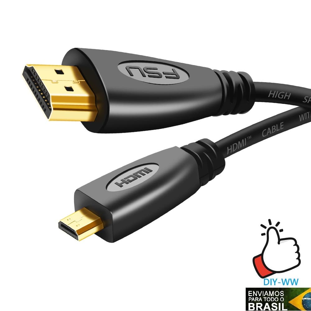 Cabo micro hdmi para hdmi, cabo adaptador micro hdmi banhado a ouro para tv, xbox, tablet, câmera, tipo telefone