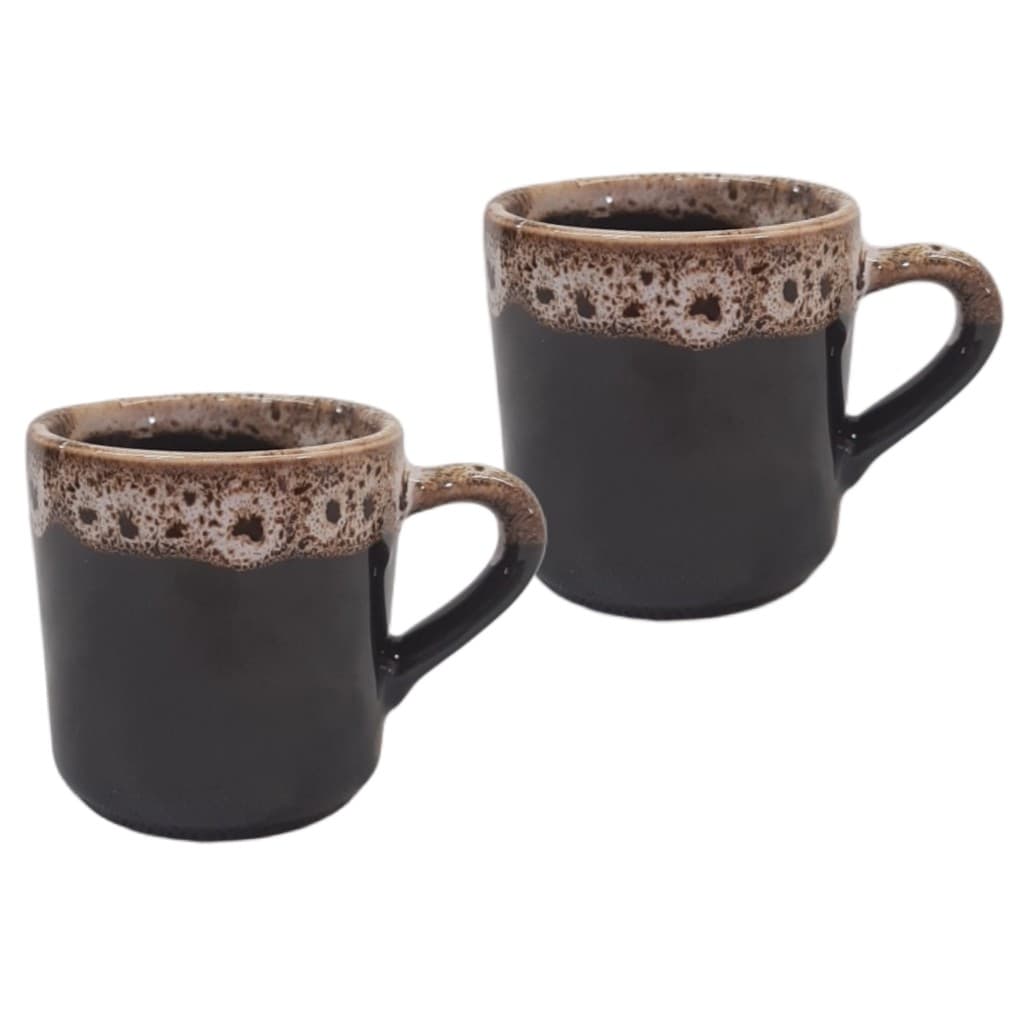 kit 2 xícaras de café sem pires preto com borda café xícara café preta com borda xicara