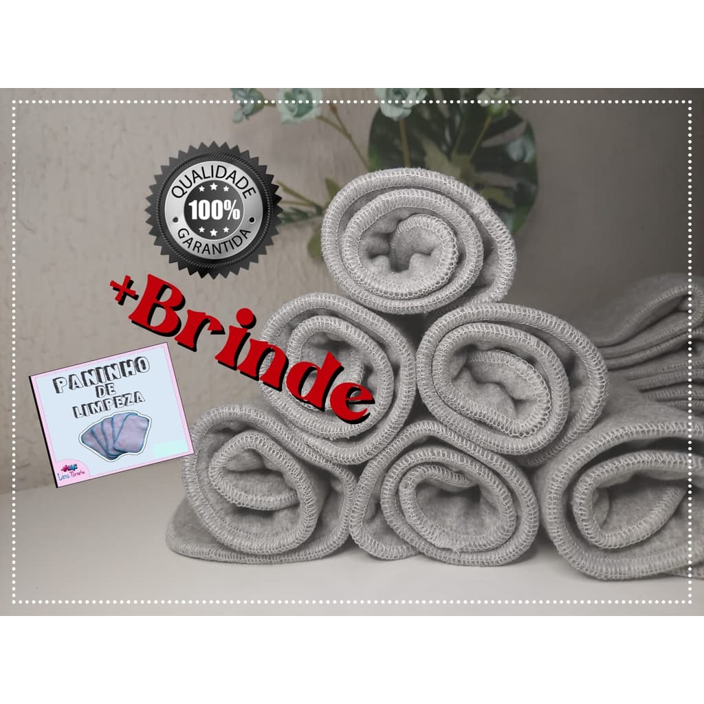 kit 12 absorventes para cinza faixa fralda ecológica