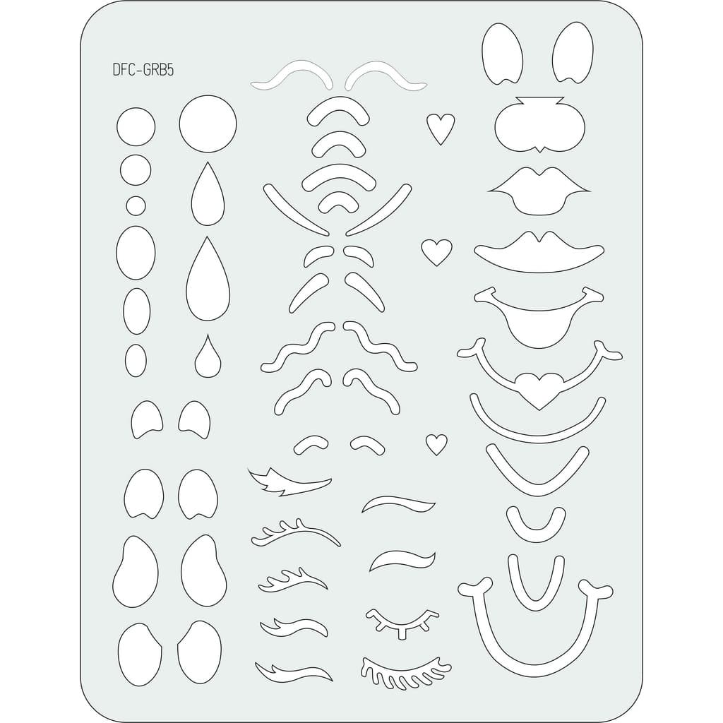 Gabarito Stencil Para Criação de Olhos Bocas Sobrancelhas Cilios de Bonecas Formas Modelos Diversos
