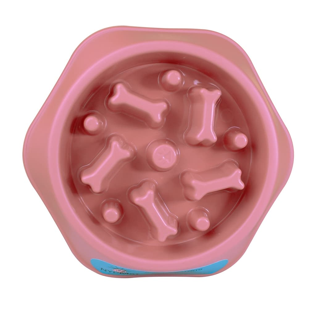 Comedouro Lento Educador Para Cães Modelo Osso Rosa