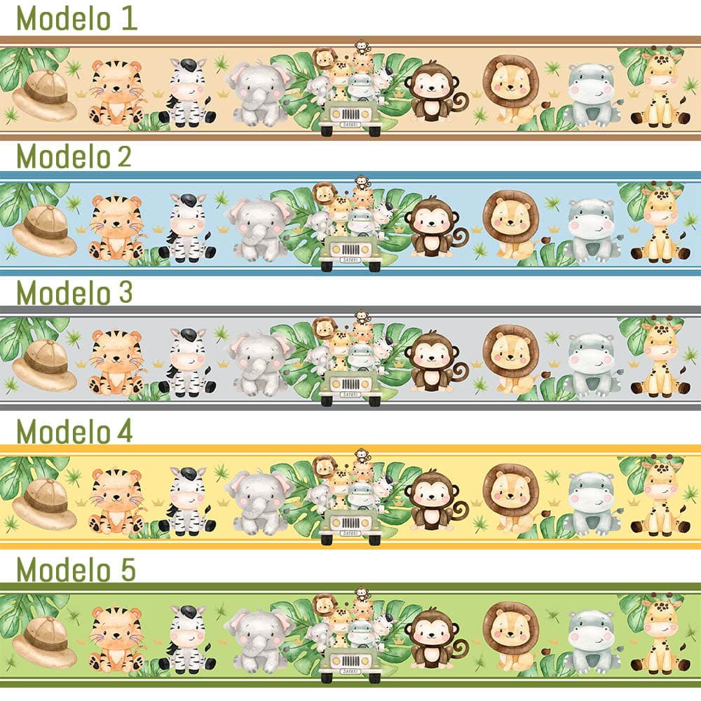 Faixa decorativa safari lindo vários modelos e cores a disponibilidade para o quarto do seu bebê papel de parede