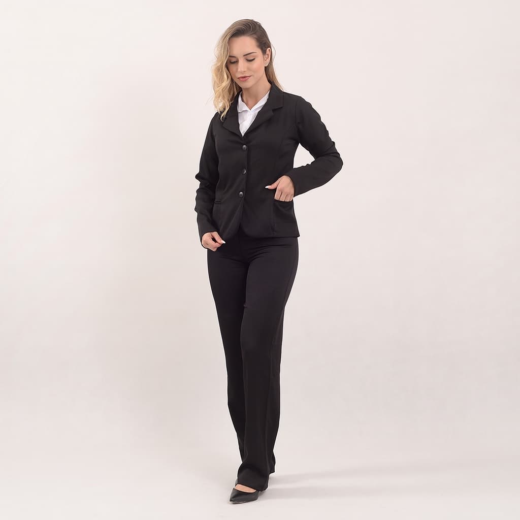 Terno Blazer e calça Terninho Feminino Preto Two Way